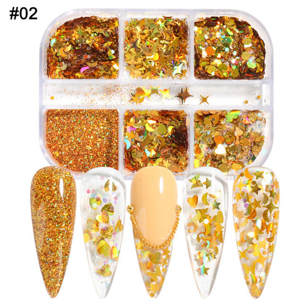 3 st Nail Glitter Magic Mirror Aurora Iridescent Puder Pärlpuder 6