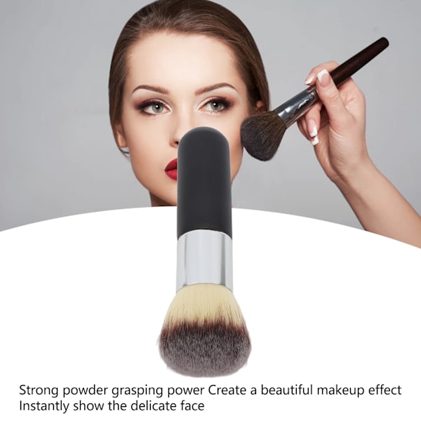 Löspuderborste för Makeup Mjuk Fluffig Hårsalva Bekväm Grepp Kosmetisk Skönhetsborste Svart