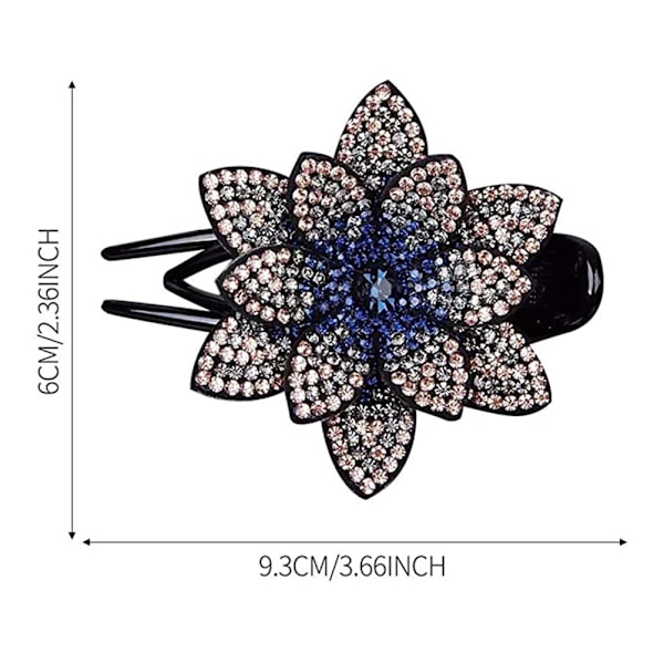 Rhinestone Blomster Hårklämmor Elegant Böjd Hårklämma för Kvinnor Flickor