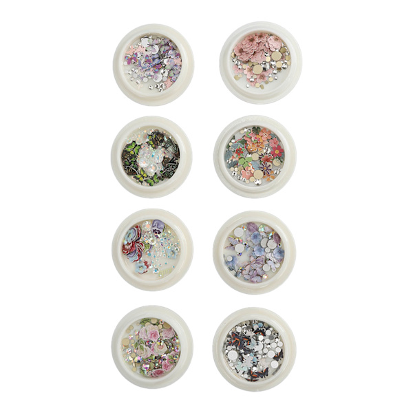 8 st Resin Blandade Nagelpaljetter Färgglada Nagelkonst Nagelglitter Paljetter Flakes DIY Design Manikyr Dekorationer