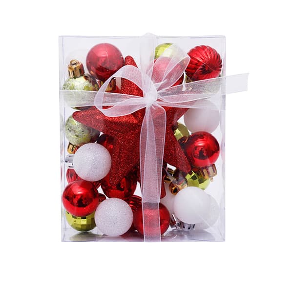 Juldekorationer 3cm Set 30 Julkula Tree-Top Star Present Set Julgranshänge Golden Red