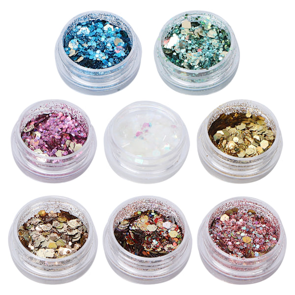 8 lådor/ set Nail Art Paljetter DIY Craft Nail Glitter Flakes Nail Art Dekoration Tillbehör