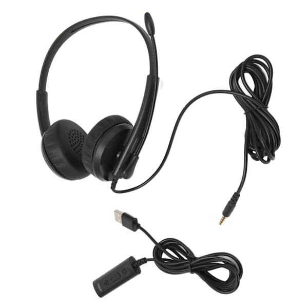 XD1000 USB-headset med 3,5 mm brusreducerande mikrofon, kundtjänstheadset för Skype, webbinarier och callcenter