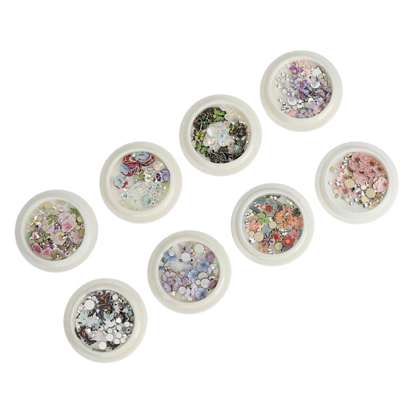 8 st Resin Blandade Nagelpaljetter Färgglada Nagelkonst Nagelglitter Paljetter Flakes DIY Design Manikyr Dekorationer