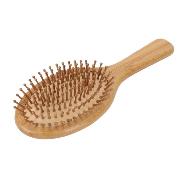 Hårborste i bambu med brett utrymme, silikon och ABS-material, bärbar paddelborste för hemmet, rund