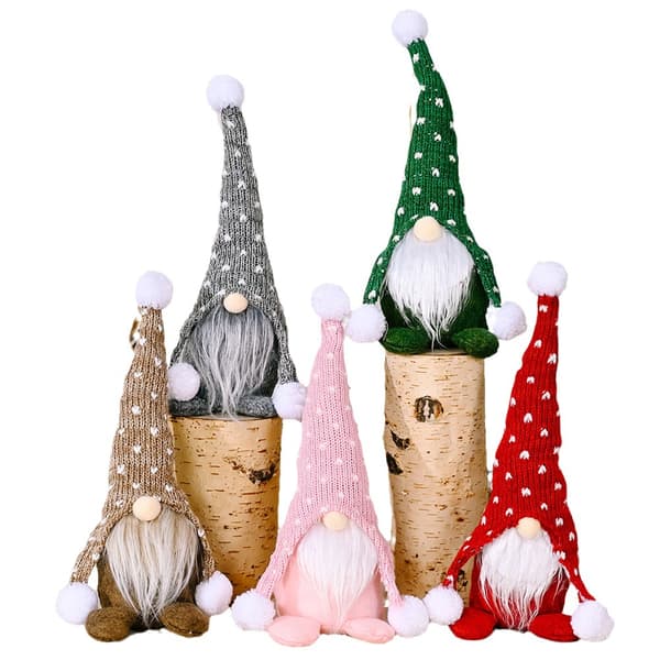 Skogsmänniskan Vit Skägg Ansiktslös Docka Juldocka Skogsmänniskan Stickad Hatt Sittande Ställning Docka Ornament 3