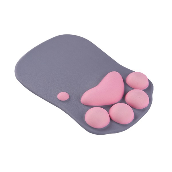 Musmatta med handledsstöd, Musmatta katt tass, Ergonomisk musmatta, 3D silikon gel musmatta Light Pink