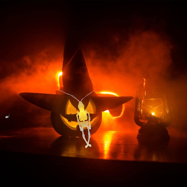 LED-skelett-skalle ljusslinga spöklik lampsträng halloween