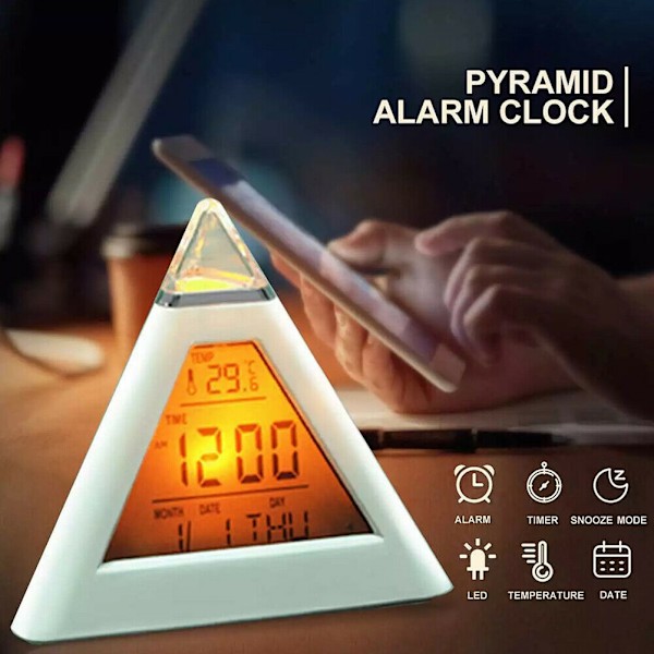 Elektrisk Digital LED-väckarklocka med Färgbyte, Batteridriven Väckarklocka för Barnrum, Kalender