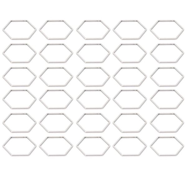30 st Hexagonformade Ihåliga Resinramar i Rostfritt Stål Öppna Bågar Ihåliga Hängsmycken Formar för DIY Hexagon L