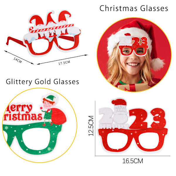 2023 Ny julfiltglasögon för vuxna och barn festdekoration 2 Average Size