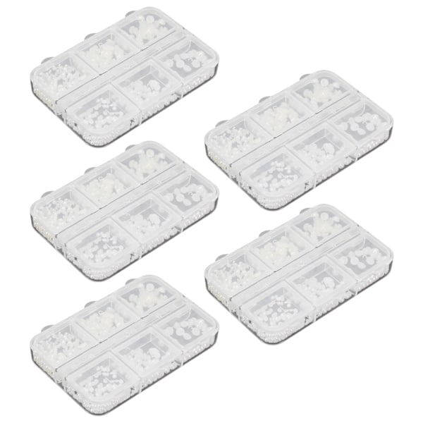 5 Ask Nagelcharms Söta Pärlor Falska Strass Dekoration Manikyr Charms Vit A03