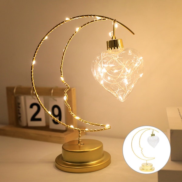 Jul LED Dekorativ Ljus Smedjärnsmåne Inomhus Dekoration Liten Nattlampa Warm White Love
