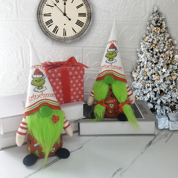 Julgrinchdocka Ansiktslös Docka Grinch Rudolph Festival Inredning Prydnader 2 28*12*8.5