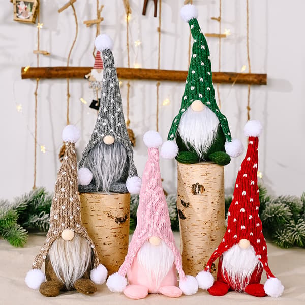Skogsmänniskan Vit Skägg Ansiktslös Docka Juldocka Skogsmänniskan Stickad Hatt Sittande Ställning Docka Ornament 3
