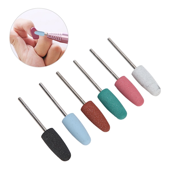 6 st Nailborrbitar Nagelkonstborr Manikyr Sliphuvud Nagelfinering Bits Tillbehör08