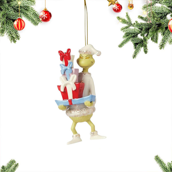 Julgranshänge med Grinch-motiv, personligt, 2D-hänge i akryl med platt tryck, julpynt 1