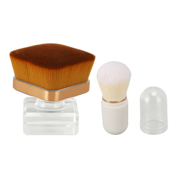 2 st Flytande Foundationborste Klar Bas Mjuk Tät Hår Lös Puder Makeupborste Vit