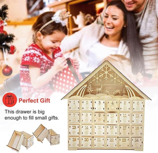 Hodeffior Julkalender med Lådor LED-Ljus Mångsidig Förvaringslåda för Vänner A