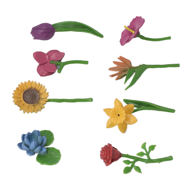 8 st Simuleringsväxter Leksak Färgglada PVC Simuleringsblommor Modell Växt Sandlåda Dekoration Tidig Utbildningsmodell Leksaker
