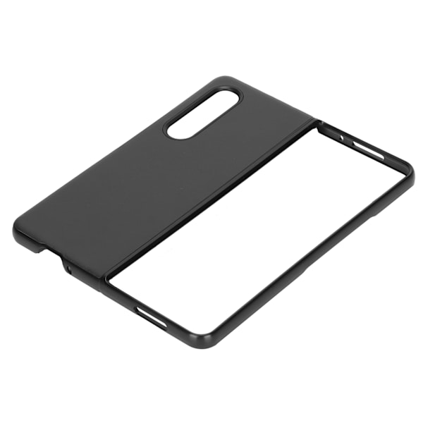 Läderhårdt fodral för Samsung Galaxy Z Fold 3 Mobiltelefon Repskyddande Stötsäkert Skal Svart