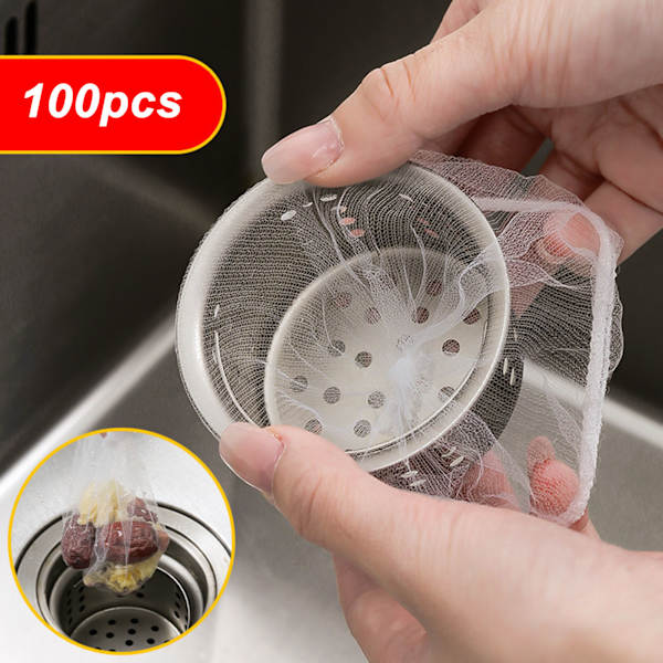 100 st Sink Silfilterpåse Polyesterfiber Silfilterpåse Soptunna