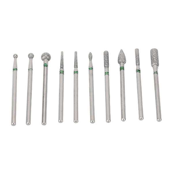 10 st Nagelborr Bits Rostfritt Stål Hög Styrka Dammsäker Ersättningsnagel Slipbit med Skyddande Fodral Silver