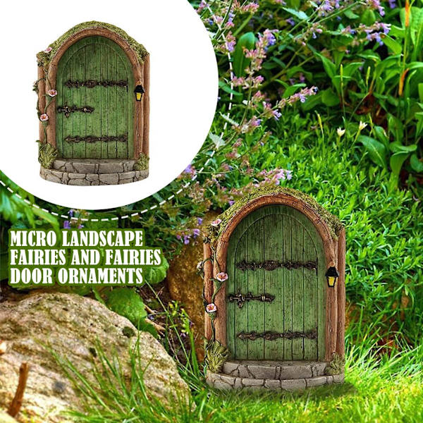 Miniatyr Pixie Elf Fairy Dörr Trädgårdsfönster Dörr Jul green
