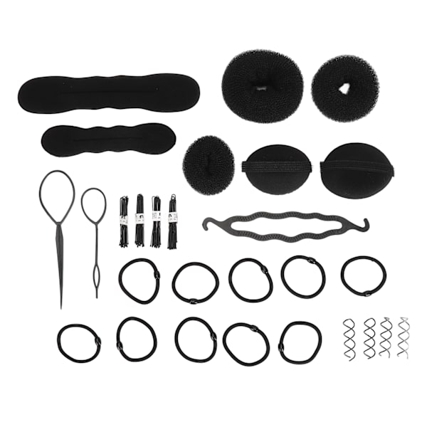 Hårbulleformare Set Stift Elastiska Band Hår Donut Bulle Maker Frisörverktyg Set för Vuxna Barn