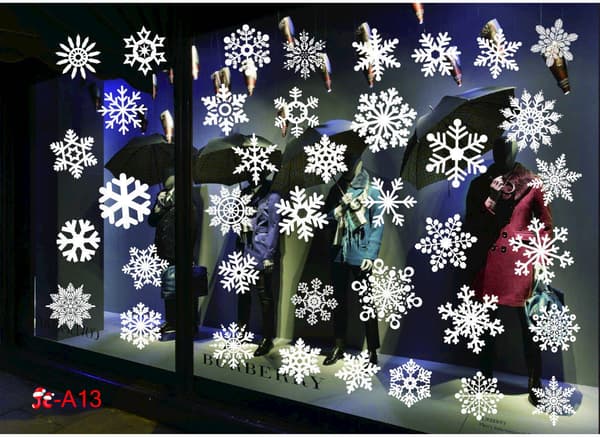 Julkulor Färgglada Julstatiska Dekaler Vita Snöflingor Väggdekaler Glasdekaler Jul 4