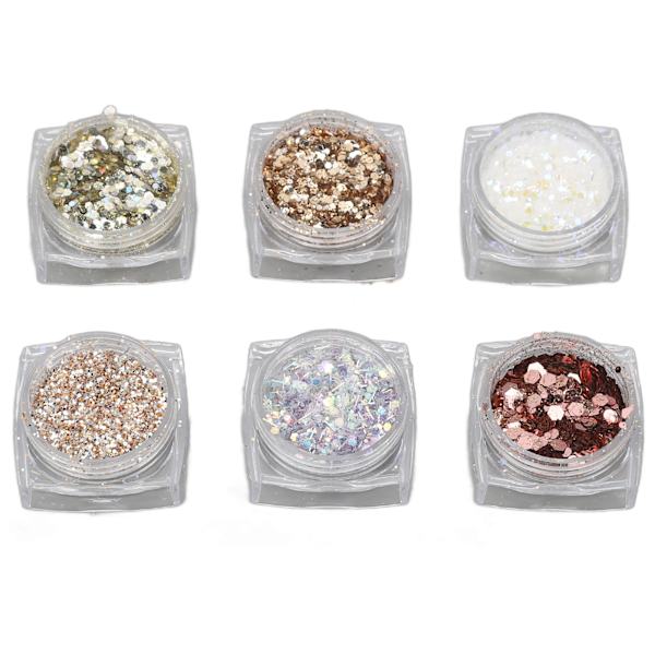 Nagelskalstenspulver Sekvenser DIY Dekoration Blandade Färger Ultratunna Manikyr Skalsten