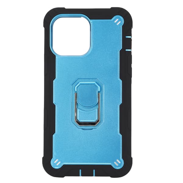 Repskyddande Armor-skal med stativ för iPhone 13 Pro Max mobiler Armor Protect Case (Svart Blå)