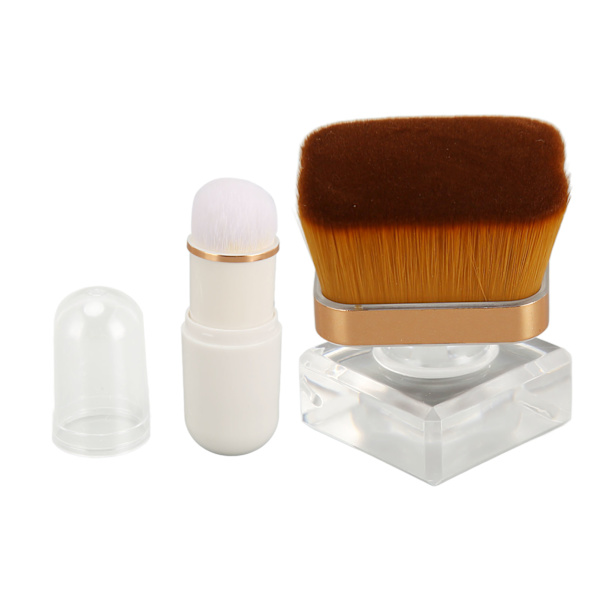 2 st Flytande Foundationborste Klar Bas Mjuk Tät Hår Lös Puder Makeupborste Vit