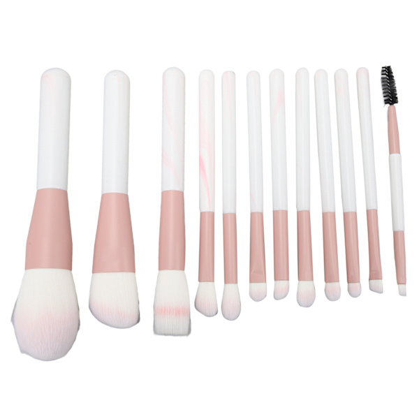 12-pack sminkborstar Set Syntetisk Kosmetisk Borste Artificiell Fiber Mjuka Borst Skönhetsverktyg Rosa