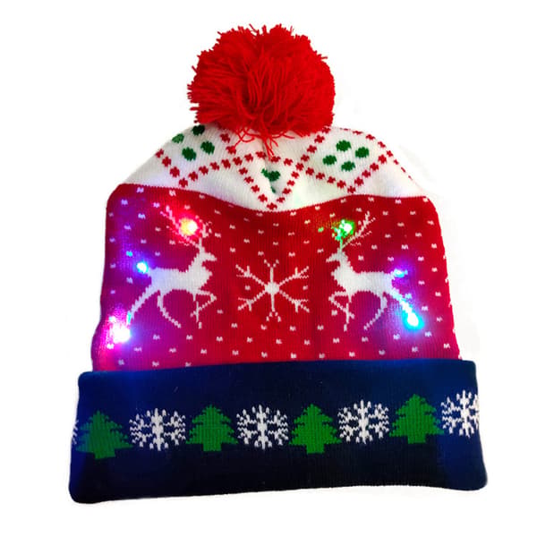 LED tjock julmössa vuxen stickad cap cap