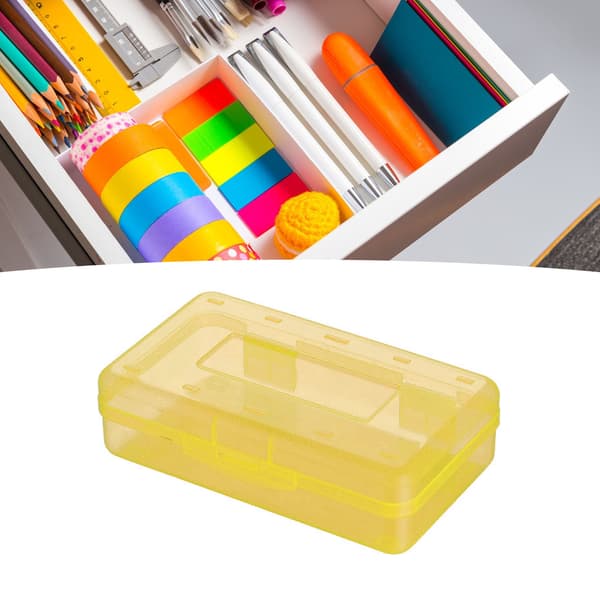 Pennfodral för barn, professionellt konstnärsfodral för studenter, skola, klassrum, bärbart pennfodral i plast med snäpplock, gul