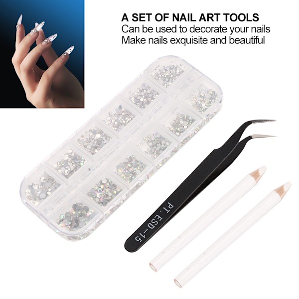 Nagelprickpenna Nagelkonst Utsökta Strass Dekoration Pincett Set Manikyrverktyg