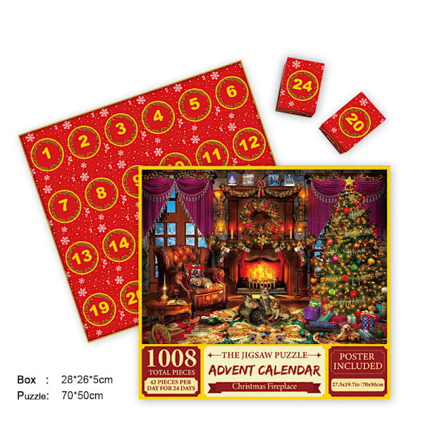 Julnedräkning adventskalender Blindbox 1008 bitar Vuxenpussel Dekompressionsöverraskningspresent D