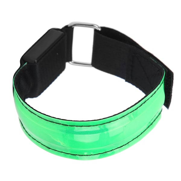 Armband med LED-lampa för nattlöpning utomhus, laddningsbar, reflekterande gitterband, grön