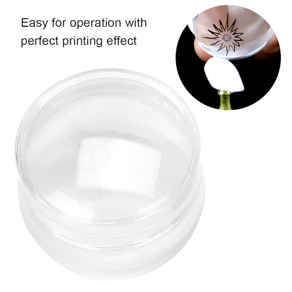 2 st Silikon Nagelstempel med Skrapa Nagelsmyckes Dekorationsverktygssats (Transparent Vit)
