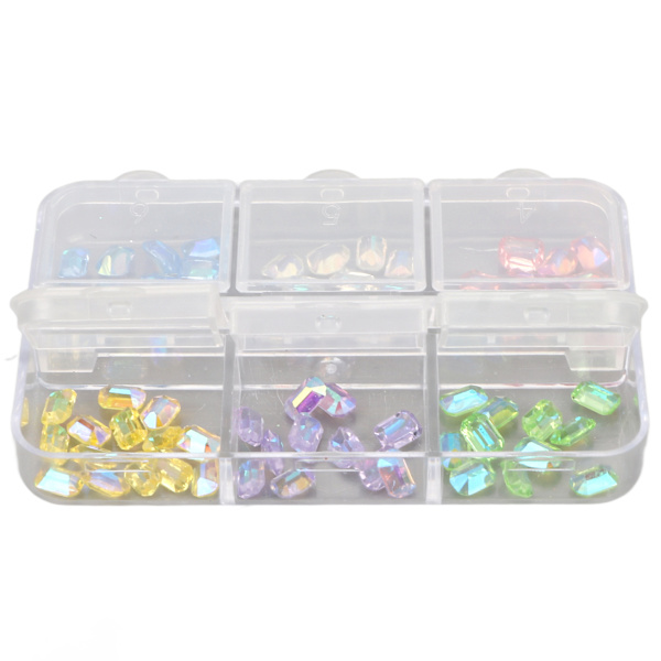 Nagelkonsttillbehör 6 Ask Naglarhinestones DIY Nagelkristaller Oktagonformade Rhinestones