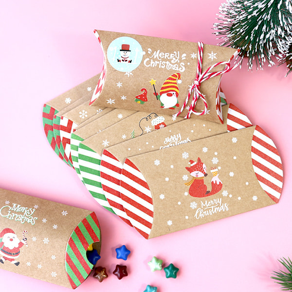 Julkuddeask för godisförpackning Jul liten pappersask Julkalenderpresent 2023 B