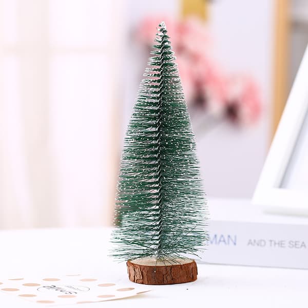 Med ljus tornformad flockande snö tall Desktop julgransprydnader juldekorationer Tree-15cm [without Lights]]