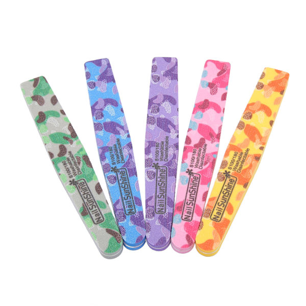 5-pack Nagelfil Reusable Tvättad Färgglad Svamp Plastbräda Nagelfilning Strip för DIY