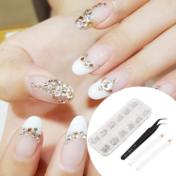 Nagelprickpenna Nagelkonst Utsökta Strass Dekoration Pincett Set Manikyrverktyg