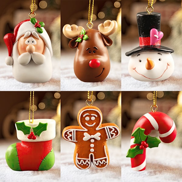 Jultomten Pepparkaksman Julstrumpor Candy Cane Harts Hängande bitar Dekorativ skrivbordsdekoration F