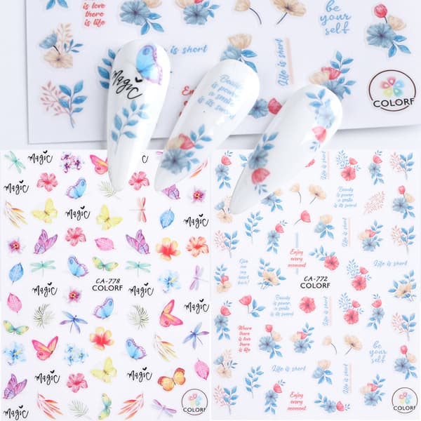 3PCS Nagelstickers Blå Fjäril Nagelstickers A