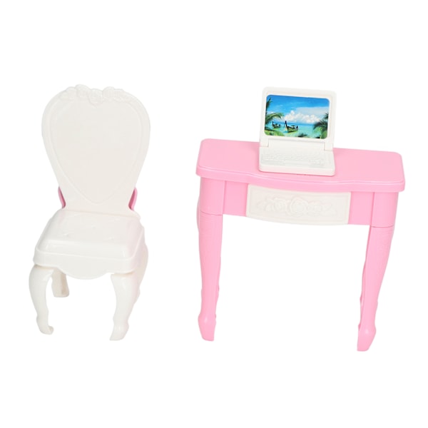 1:12 Skaladukkbords Laptopbord Stol Möbel Mini Tillbehör Dukkbords Notebook Skrivbords Stol Set