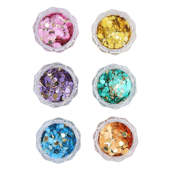 6 Ask Nagelglitter Sequin Set Blandade Flakes Glittrande Glansiga Nagelkonst Dekoration för Manikyr Ansikte
