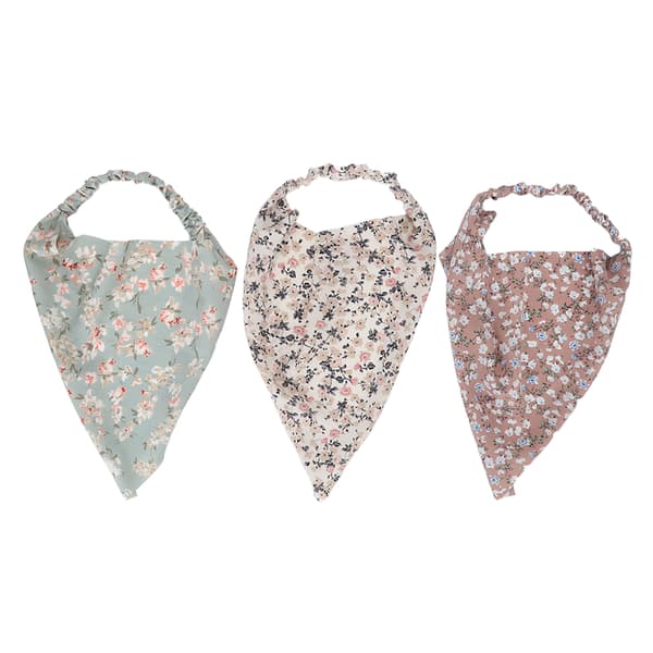 3-pack Triangelhalsduk med Blommigt Mönster Elastisk Halsduk Hårband Hårtillbehör för Kvinnor och Flickor